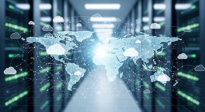 Global Network Cloud Computing Data Center Server Room