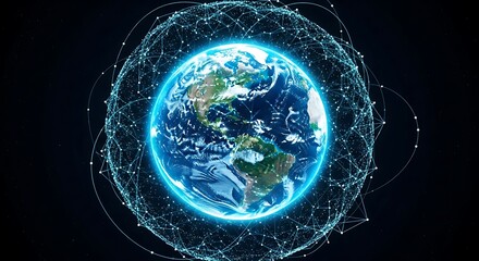 Global Network Connections Encircling Earth