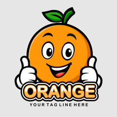 Cheerful Orange Mascot with Thumbs Up