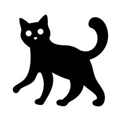 Black cat walking with big eyes silhouette