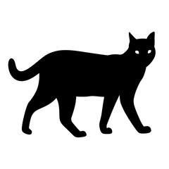 Black cat standing with glowing eyes silhouette