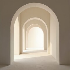 Fototapeta premium Arched Hallway with Repeating Doors