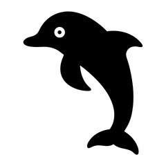 Naklejka premium Happy jumping dolphin silhouette against white background