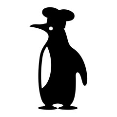 Penguin chef wearing a hat silhouette