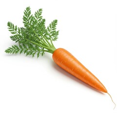 Isolated carrot with green leaves on a white background in a studio setting for food photography