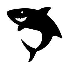 Happy smiling shark silhouette illustration