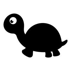 Cute cartoon turtle walking silhouette