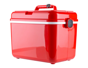  Closed Portable Cooler with Handle, Front View, Isolated on Transparent Background