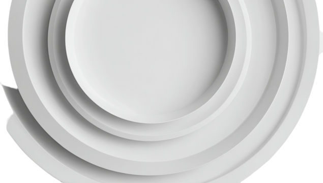 Abstract concentric circles in a light gray tone, creating a layered, three-dimensional effect