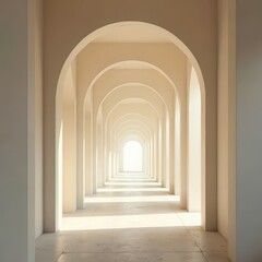 Obraz premium Hallway with Repeating Arches in Minimalist Style