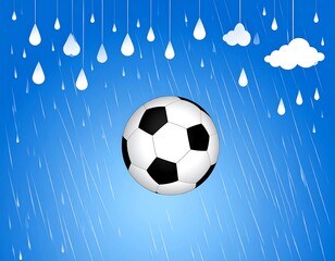 Obraz premium Soccer ball in a rainstorm