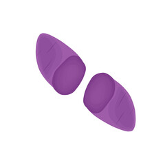 Illustration of purple sweet potato. Illustration of purple sweet potato. Illustration of tubers. Illustration of whole sweet potato and cut sweet potato. Illustration of sweet potato