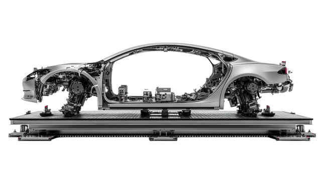 Car chassis frame without body panels
