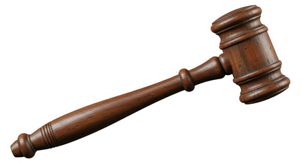 Wooden gavel isolated on transparent background