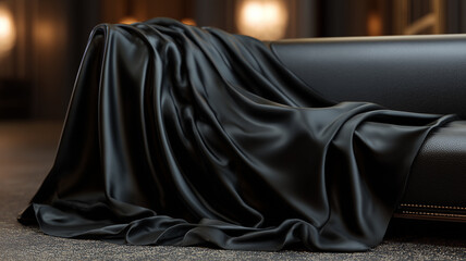 Naklejka premium Black fabric draped over sofa