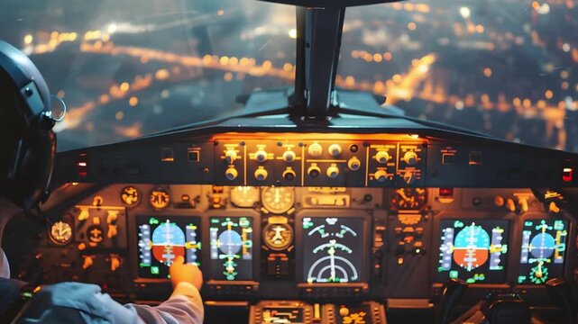 Commercial pilot in cockpit dashboard 4K Videos