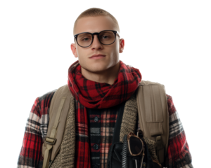 Hipster man with glasses and scarf