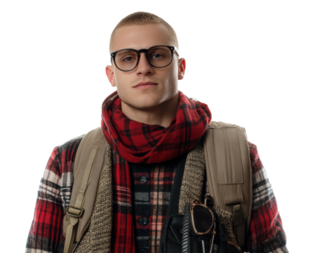 Hipster man with glasses and scarf
