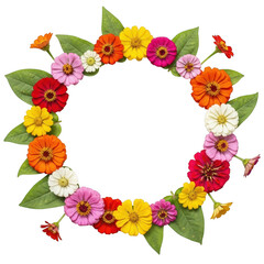 Obraz premium Colorful floral wreath isolated on transparent background
