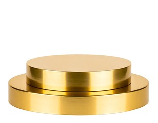 Two-tiered, round, gold metallic display stand