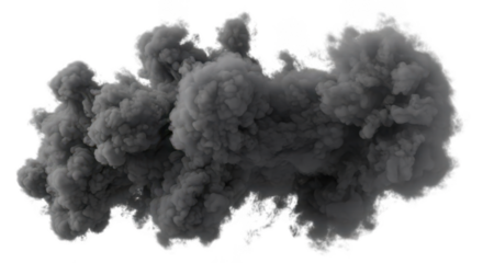 Realistic gray smoke cloud isolated on transparent background