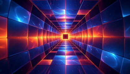 Abstract tunnel of glowing squares
