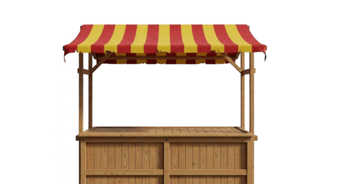 Striped awning market stall isolated on transparent background