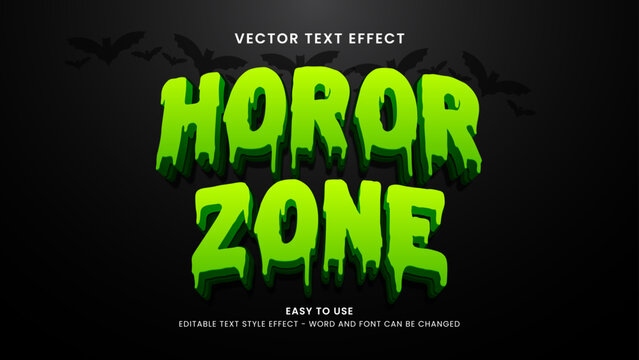 Editable text effect horor zone 3d style premium vector