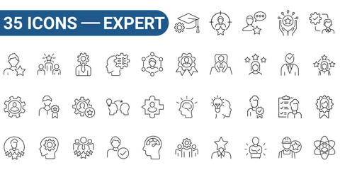 Expert Line Editable Icons set. Vector illustration in modern thin Outline style. Pictograms and infographics for mobile app, website.