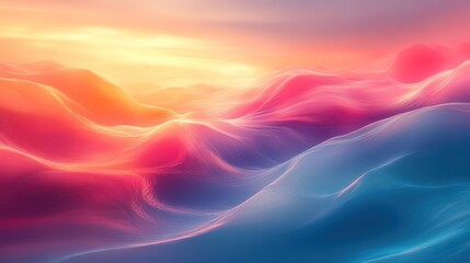 Fototapeta premium Colorful sunset landscape, vibrant hills, digital art, background design, website banner