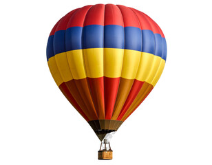 Fototapeta premium Single Colorful Hot Air Balloon Floating Upright, Front View, Isolated on Transparent Background