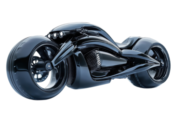 Futuristic concept motorcycle in black gloss
