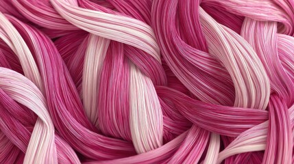 Abstract, interwoven pink and white ribbons
