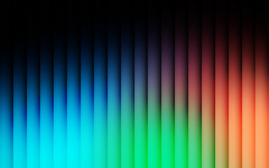 Glass effect with green, orange, and blue gradient on a black background, a futuristic look featuring cool glow, soft waves, and transparent layers that create a sense of motion