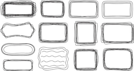 Obraz premium Doodle frame collection sketch vector border hand drawn set
