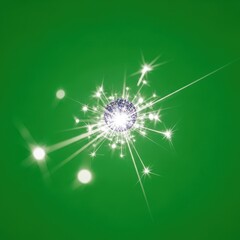 Fototapeta premium Sparkling Disco Ball with Bright Light Effects on Vibrant Green Background
