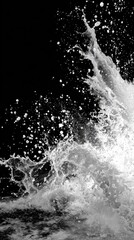 Powerful water splash against black background