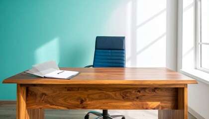 Modern Home Office Desk with Chair and Window Light - Clean and Professional Workspace