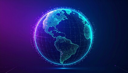 Global Network Futuristic Earth Visualization