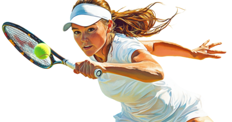 Female tennis player ready to strike
