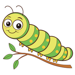 Minimalist Silhouette of Happy Caterpillar Cartoon