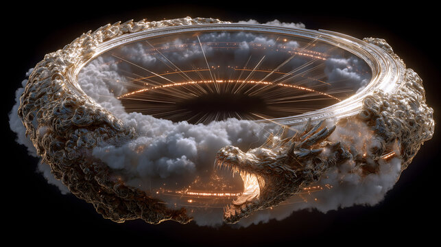 Norse Mythology・Nibelung Code Rings | Cursed Rings Forming Blockchain, Gold Ingots as Hash Sequences, Dragon Fafnir in Encryption Cloud, Valkyrie Steed Projecting Validation Beams