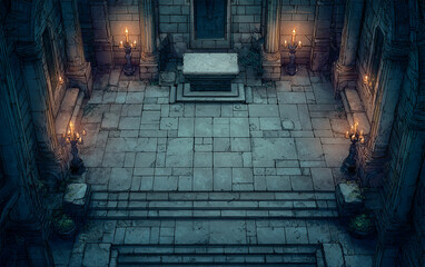 illustrated fantasy battlemap dungeon location scene