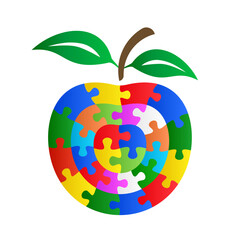 Apple concentric jigsaw puzzle concept design. Colorful vector isolated on white background.	
