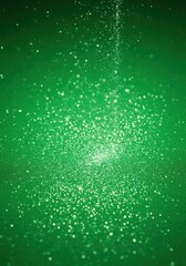 Obraz premium Green Glitter Particles Sparkling on Vibrant Background for Celebrations and Festive Events