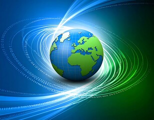 Earth surrounded by swirling digital streams