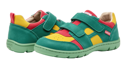 Colorful Childrens Sneakers with Velcro Straps and Bright Design.