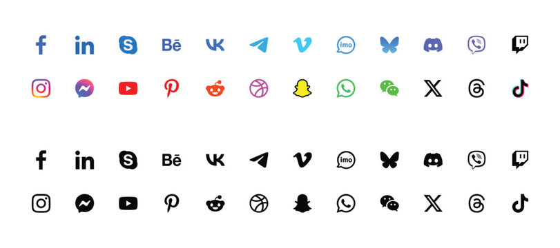 Social media logo icon collection for website design and business marketing
