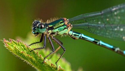 Close-up dragonfly on leaf
