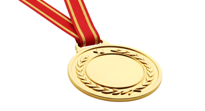 gold medal with ribbon